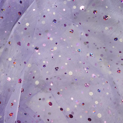 Diamante Sequin Voile - Lilac with Purple Hol