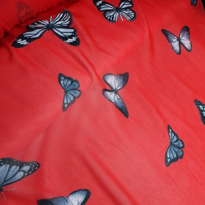 Chiffon Fabric Butterflies - Red