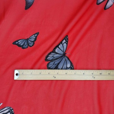 Chiffon Fabric Butterflies - Red