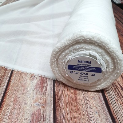 4750 Medium Iron On Woven Cotton White 90cm