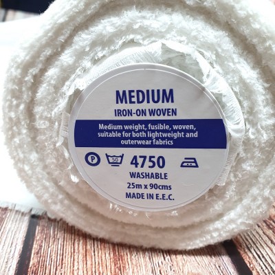 4750 Medium Iron On Woven Cotton White 90cm