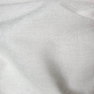Polycotton Printed Fabric Paisley - White