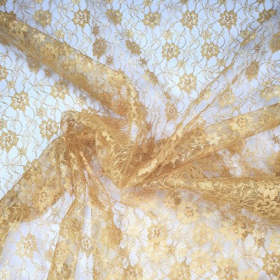 Gold Flower French Lace Fabric 112cm