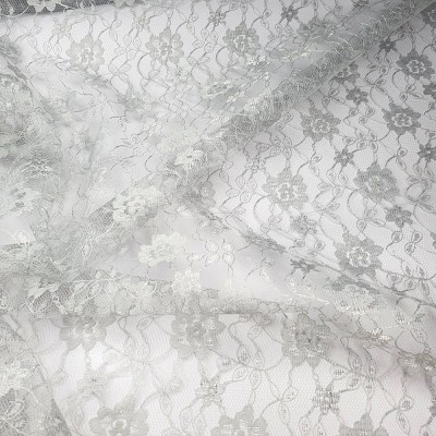 Flower Lace Fabric 112cm - Silver