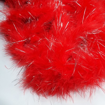 Marabou Feather String (Swansdown) - Red & Si