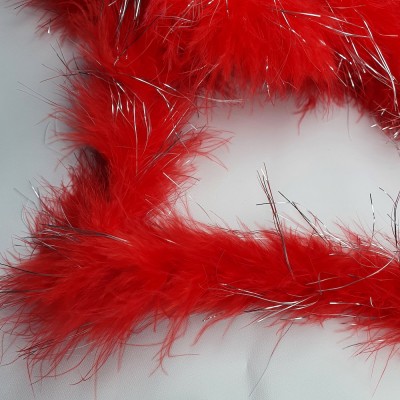 Marabou Feather String (Swansdown) - Red & Si