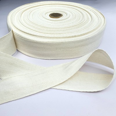 100% Cotton Webbing Herringbone - 40mm Natura