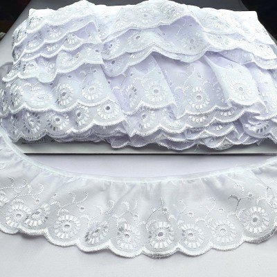 Broderie Anglaise Flat - White - 75mm - BAF30