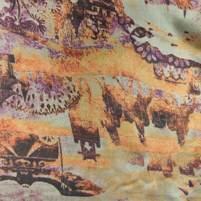 Silky Satin Printed Fabric - Scenery