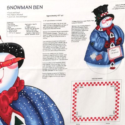 Benartex Snowman Ben Panel - 100% Premium Cot