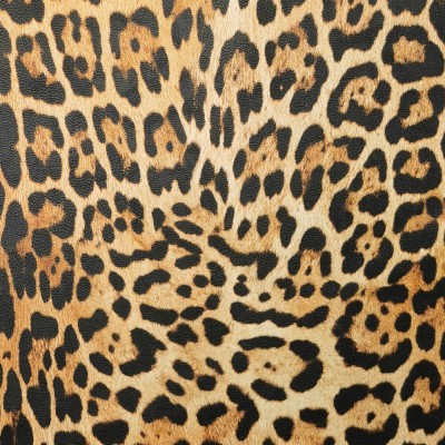 Leopard Skin Leather Look Fabric - Brown