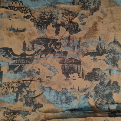 Silky Satin Printed Fabric - Scenery 2