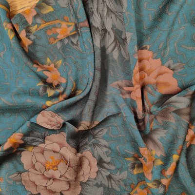 Silky Satin Printed Fabric - Large Floral 2