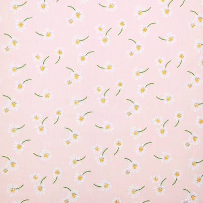 Polycotton Printed Fabric Daisy - Pink