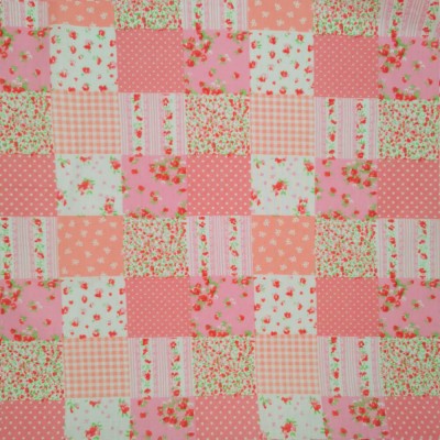 Printed Poly Cotton Fabric Patchwork - Pink