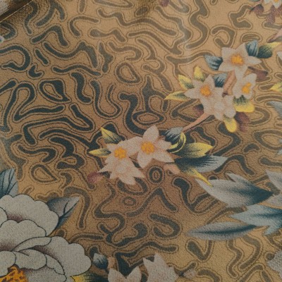Silky Satin Printed Fabric - Large Floral 3