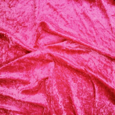 Crushed Velvet Fabric - Cerise Pink Premium V