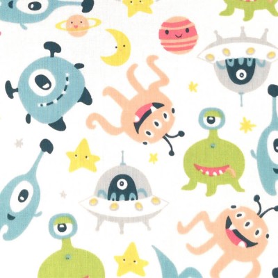 Polycotton Printed Fabric - Ugly Aliens - Mul