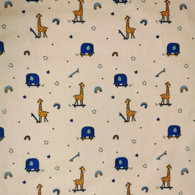 Polycotton Printed Fabric Animals Skoot - Bei