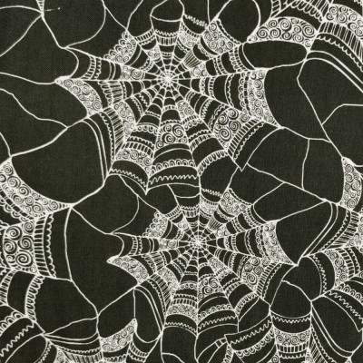100% Cotton Fabric - Patterned Web - Black