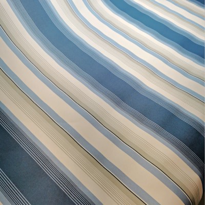 Printed Waterproof Striped PU Fabric - Blue