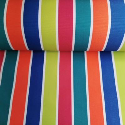 Printed Waterproof Striped PU Fabric - Multi-