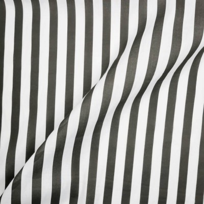 Printed Polycotton Fabric Wide Stripe - Black