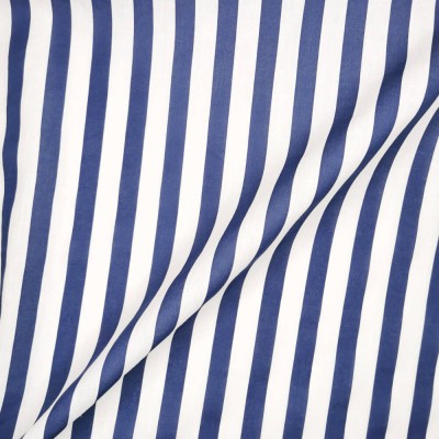 Printed Polycotton Fabric Wide Stripe - Navy 