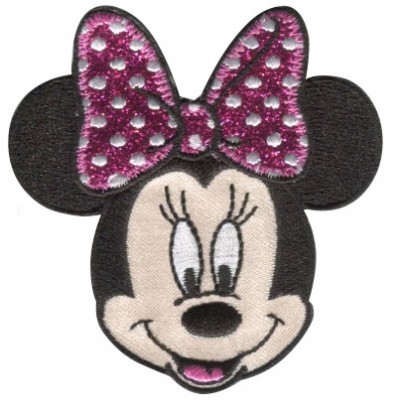 Disney Iron-On Minnie Glitter Bow Motif 65mm x 70mm