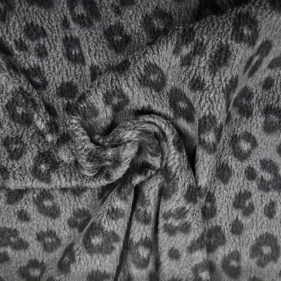 Printed Sherpa Soft Fleece Fabric - Grey Leop