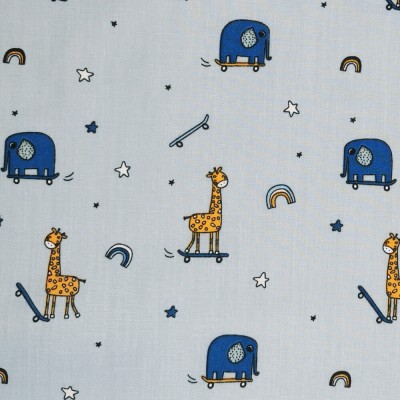 Polycotton Printed Fabric Animals Skoot - Air