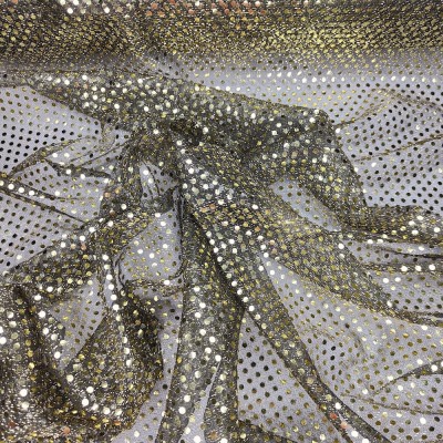 3mm Sequin Mesh Fabric - Gold on Black 