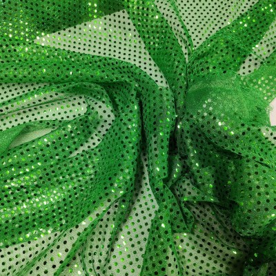 3mm Sequin Mesh Fabric - Emerald Green on Eme