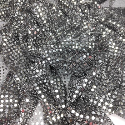 3mm Sequin Mesh Fabric - Silver on Black