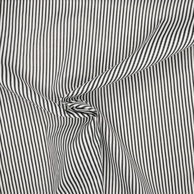 Printed Polycotton Fabric Thin Stripe - Black