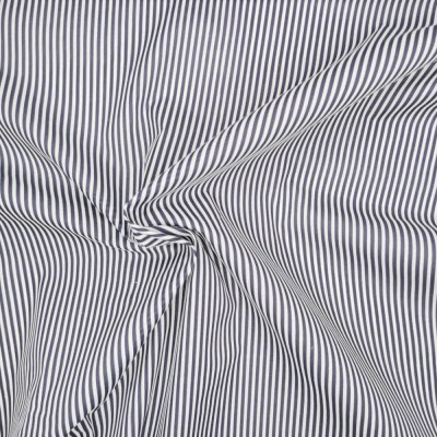 Printed Polycotton Fabric Thin Stripe - Navy 
