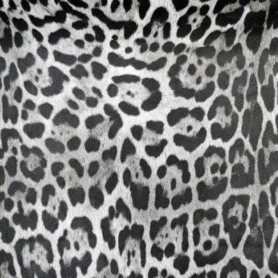 Leopard Skin Leather Look Fabric - Grey