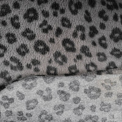 Printed Sherpa Soft Fleece Fabric - Grey Leop