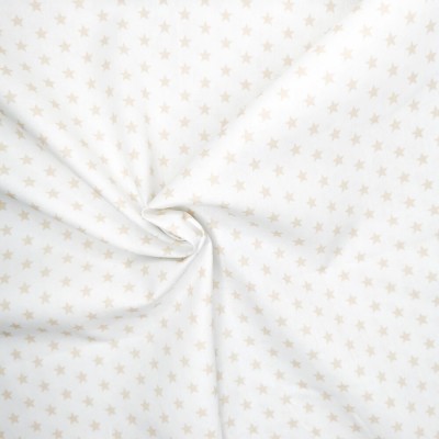 100% Cotton Fabric - Mini Stars Beige on Whit