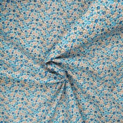 Polycotton Printed Fabric Blossom Flowers Blu