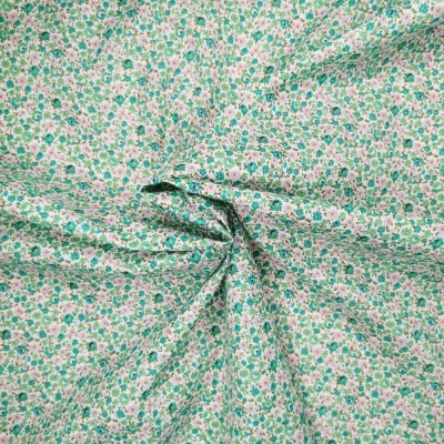 Polycotton Printed Fabric Blossom Flowers Gre