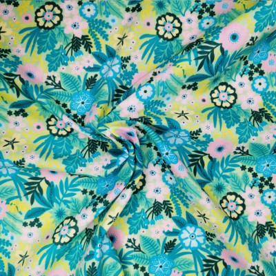 Polycotton Printed Fabric Floral Fields - Sag