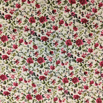 Printed Polycotton Fabric - Small Flowers Cre