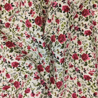 Printed Polycotton Fabric - Small Flowers Cre