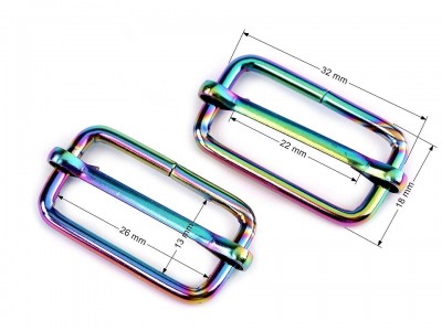 3-Bar Slide Metal Buckle Rainbow - 26mm 