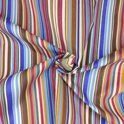 Printed Polycotton Fabric Multi Stripe - Brow