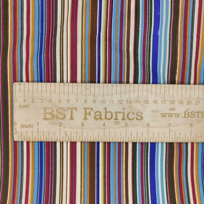 Printed Polycotton Fabric Multi Stripe - Brow