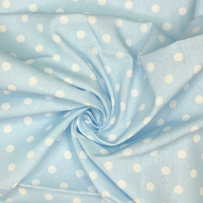100% Cotton Fabric Polka Dot Light Blue