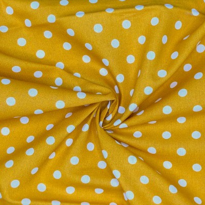 100% Cotton Fabric Polka Dot Mustard Gold