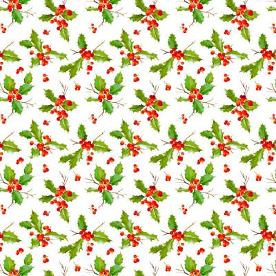 100% Cotton Fabric Digital Print by Crafty Cotton - Christmas Jolly Holly